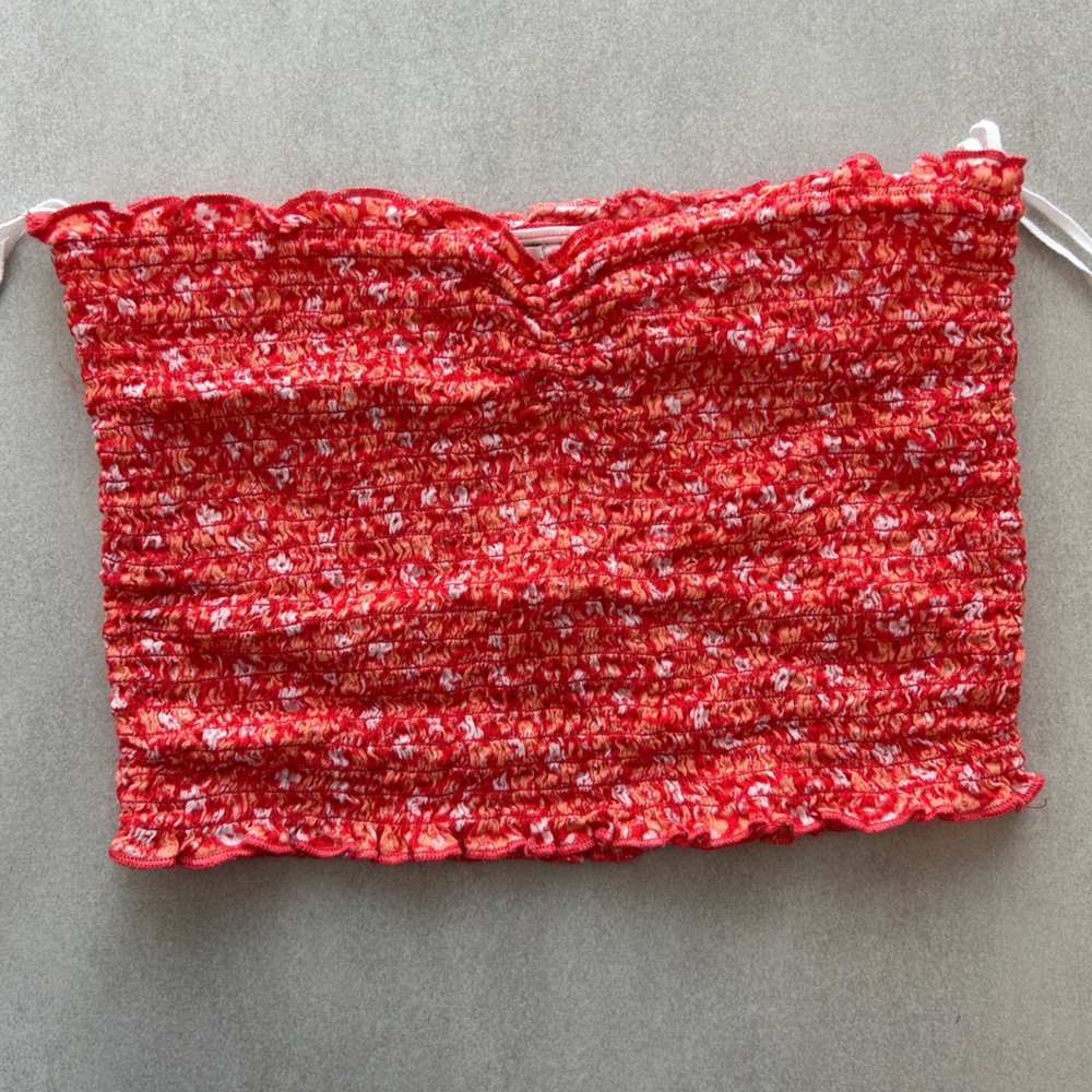 Aerie Red Floral Tube Top
